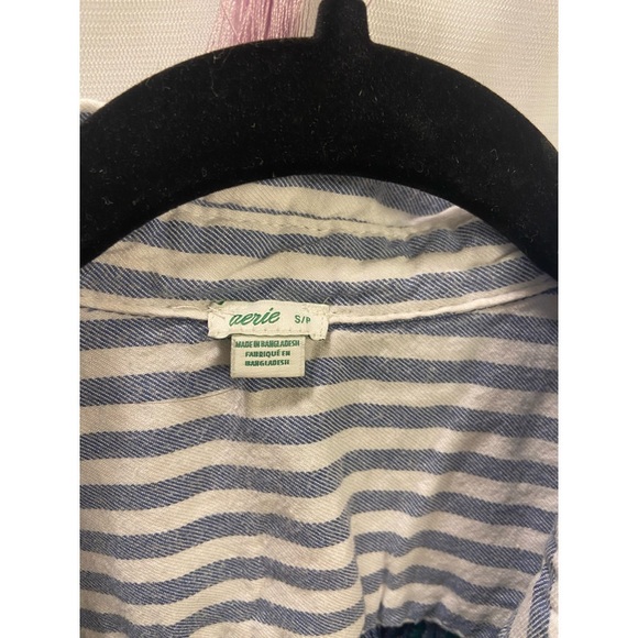 Aerie Long Sleeve Flannel Button Down in Blue and Green - Picture 7 of 8